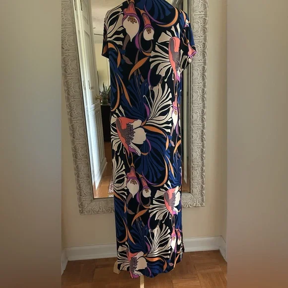 Chico's Floral Maxi Dress - Blue, Pink, White - Picture 2 of 5